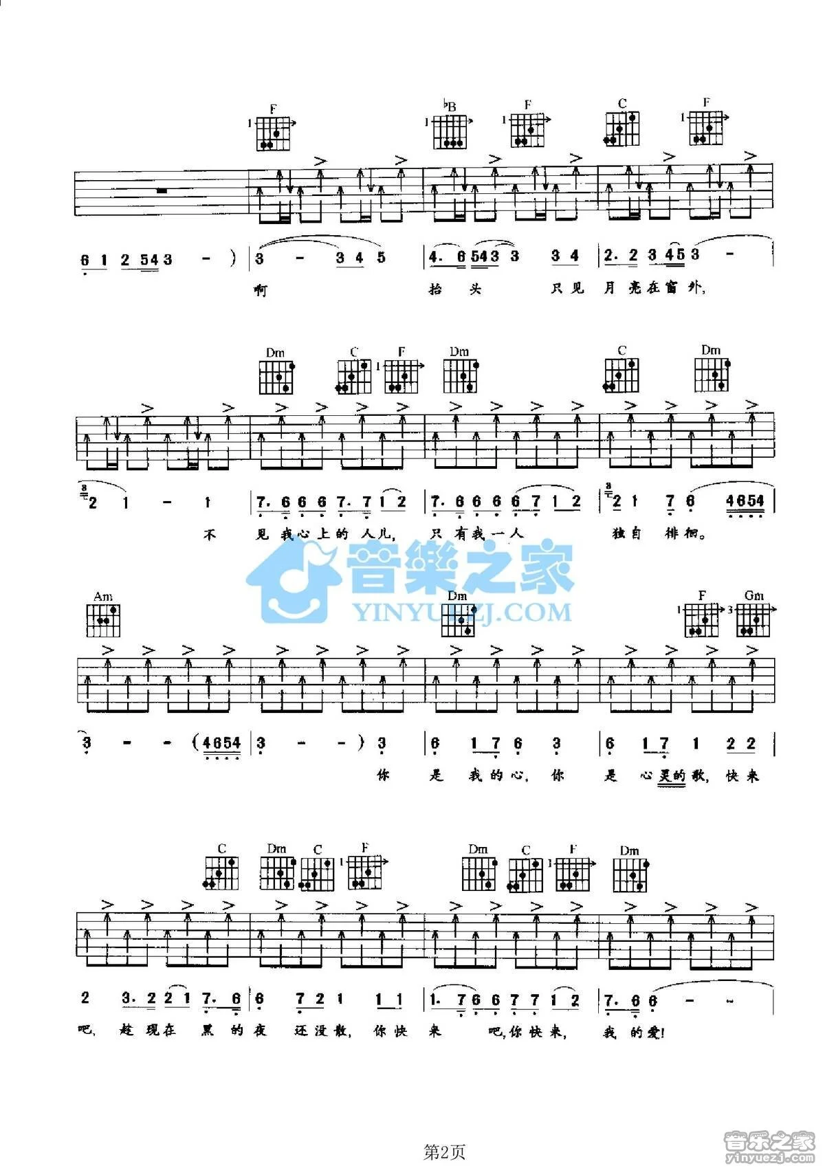 《丽达之歌》吉他弹唱F调版吉它谱